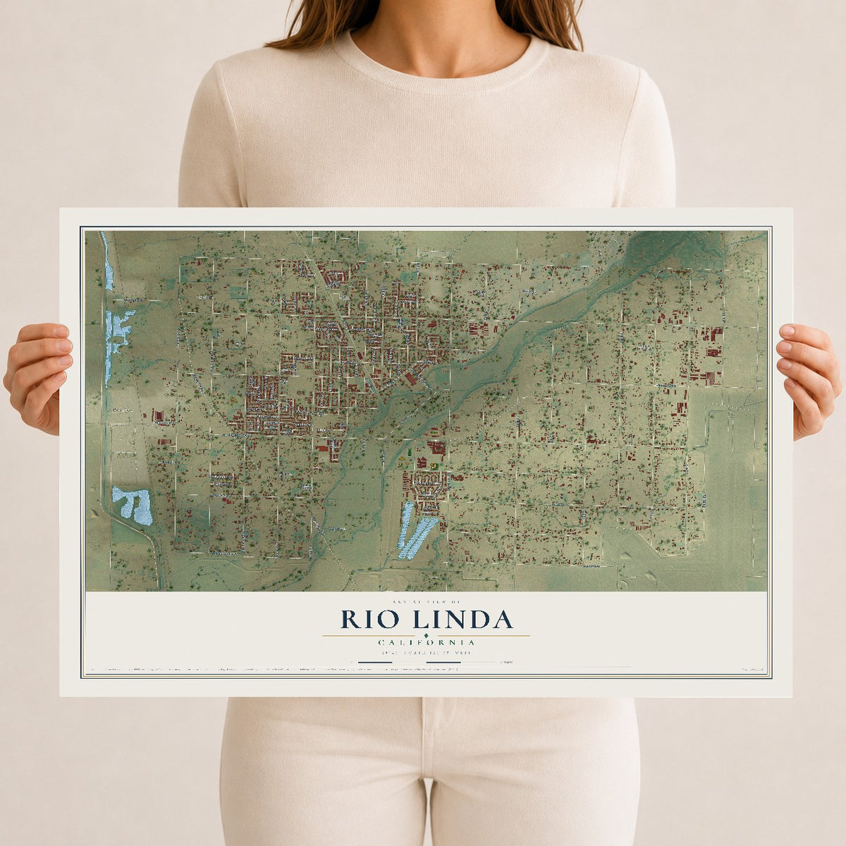 Map of Rio Linda, California, 12 x 18 inch unframed archival matte print