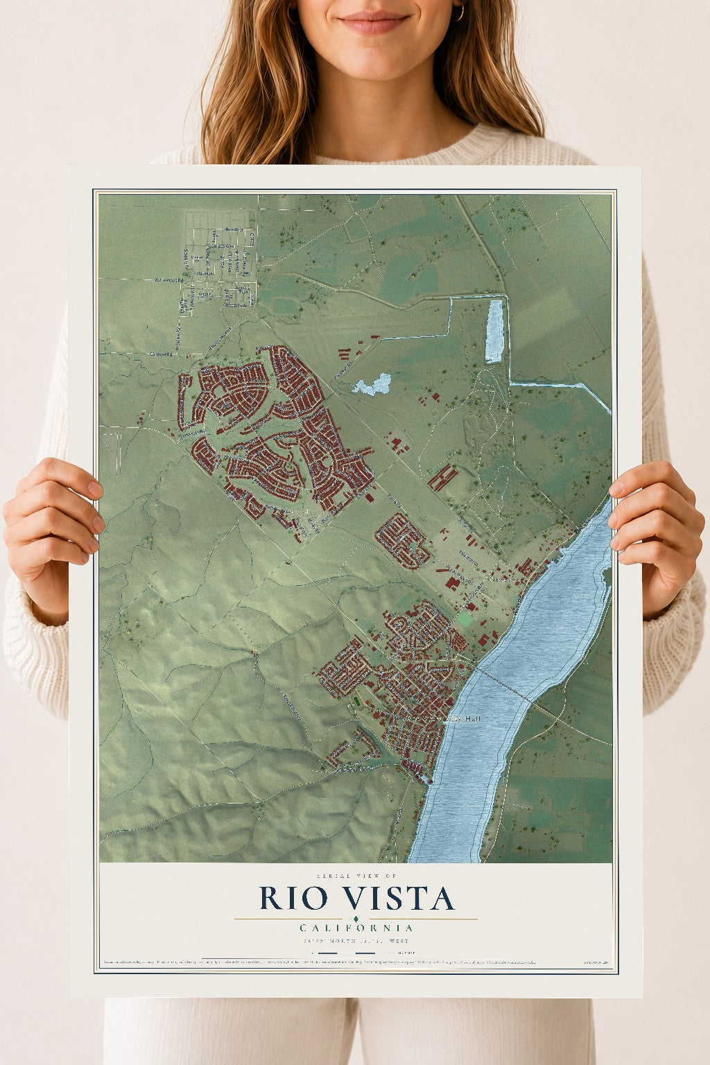 Map of Rio Vista, California, 18 x 24 inch unframed archival matte print