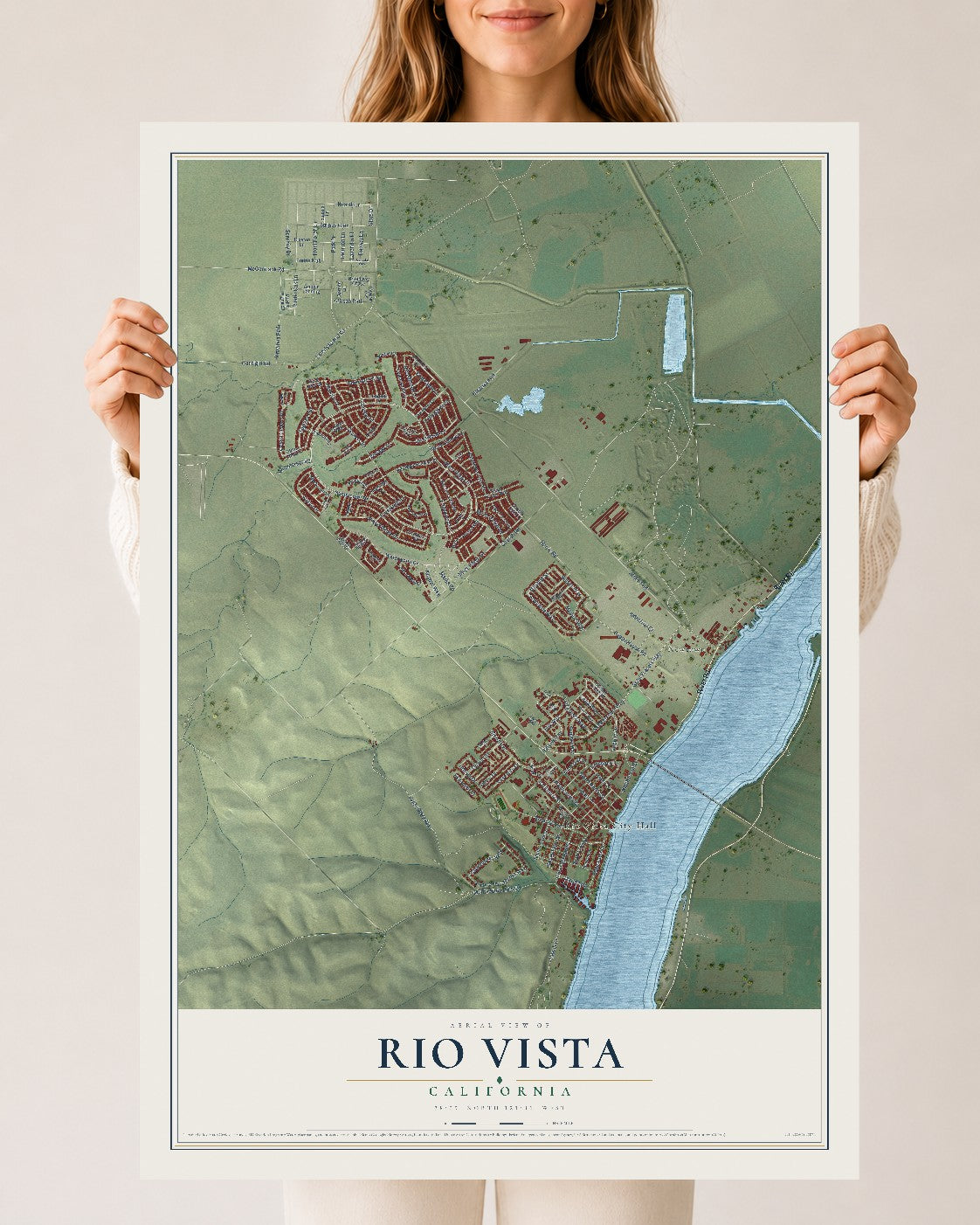 Map of Rio Vista, California, 24 x 36 inch unframed archival matte print