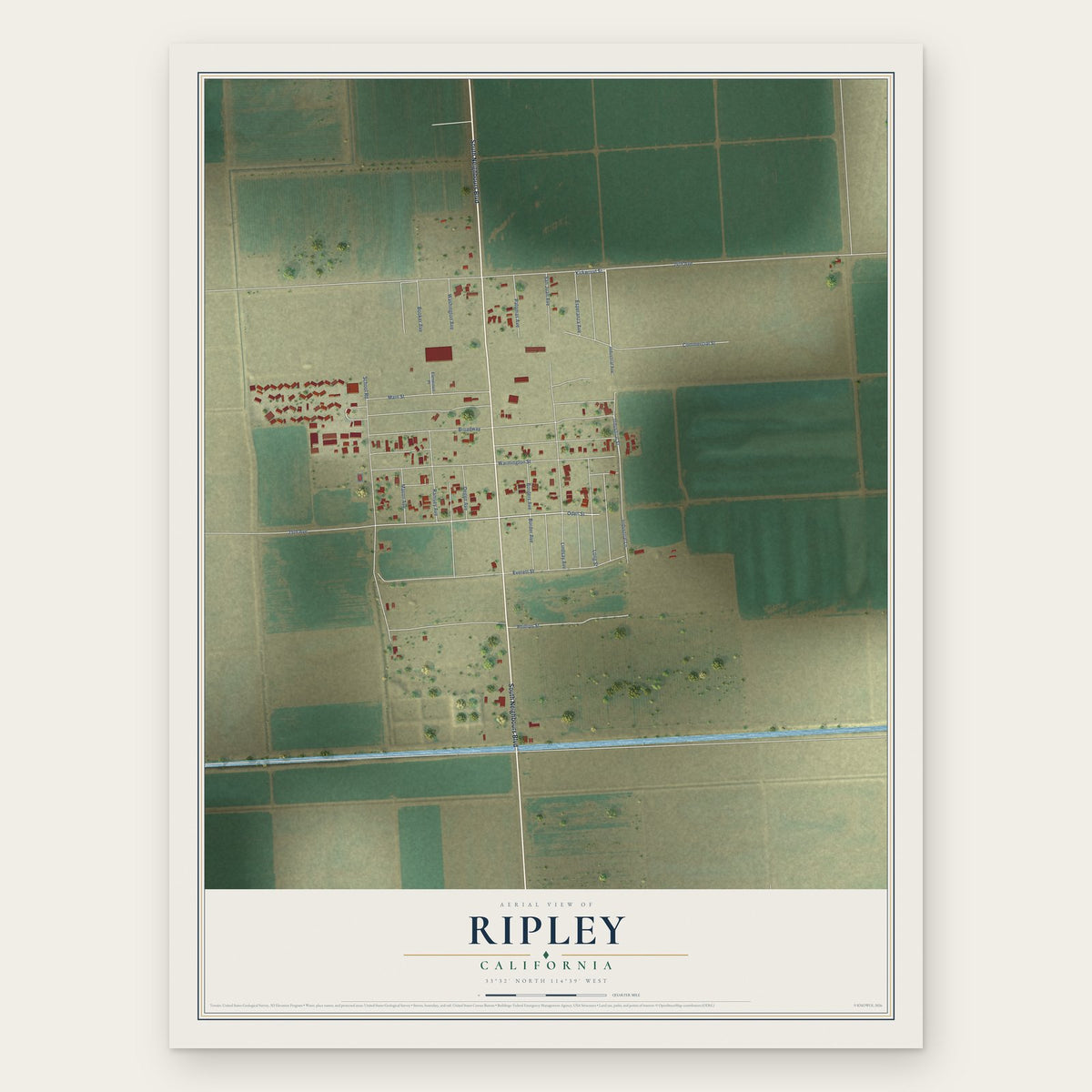 Ripley, California map print, the full design