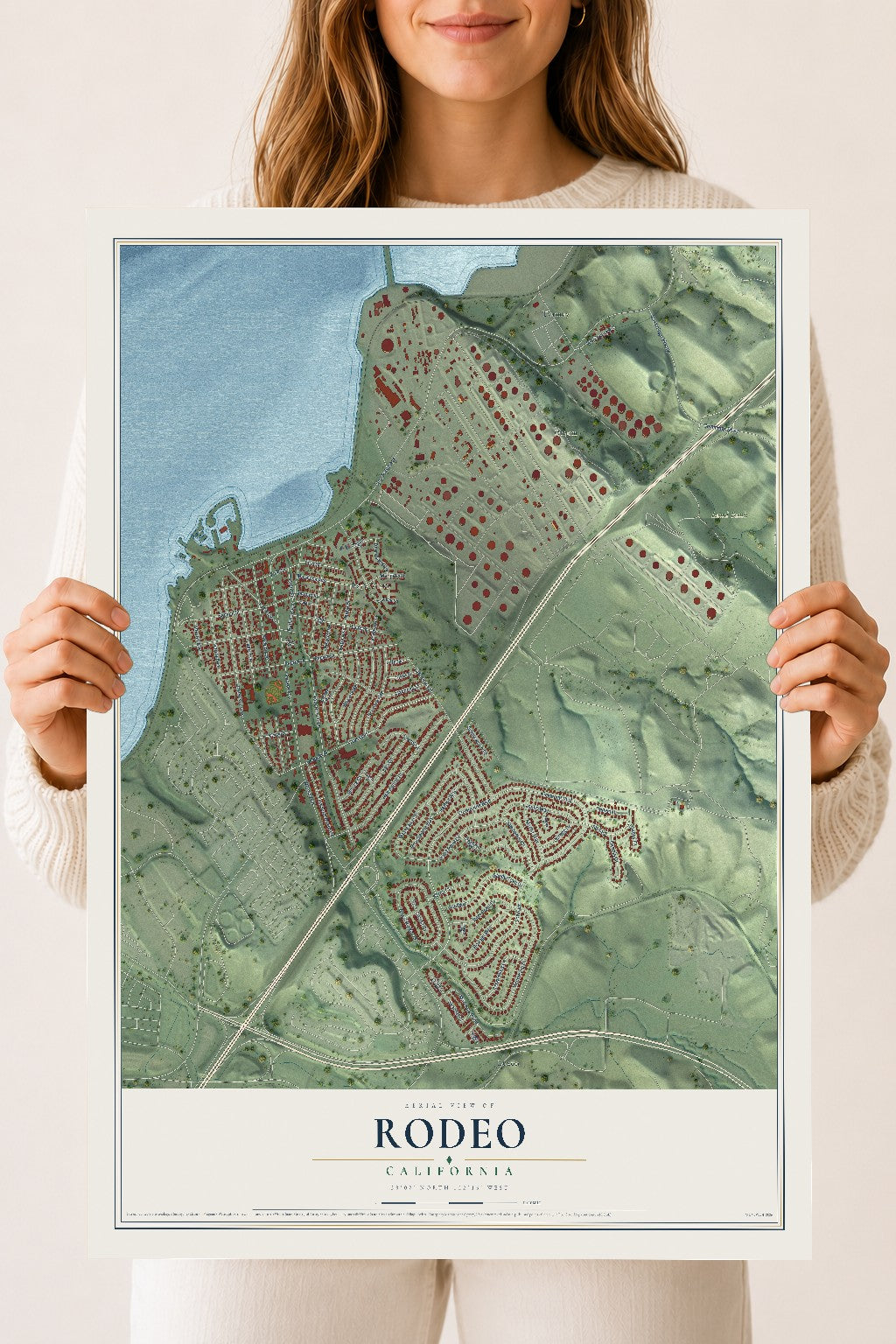 Map of Rodeo, California, 18 x 24 inch unframed archival matte print