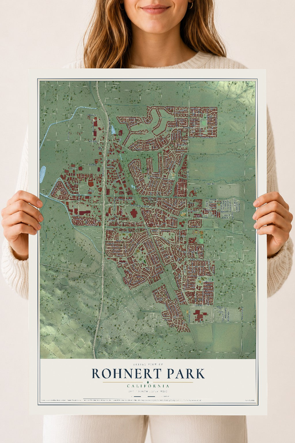 Map of Rohnert Park, California, 18 x 24 inch unframed archival matte print