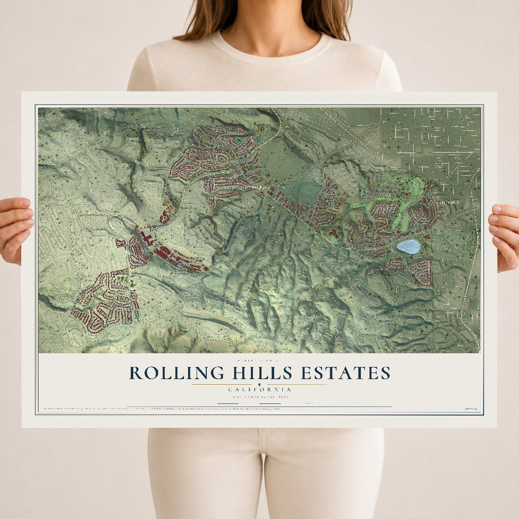 Map of Rolling Hills Estates, California, 18 x 24 inch unframed archival matte print