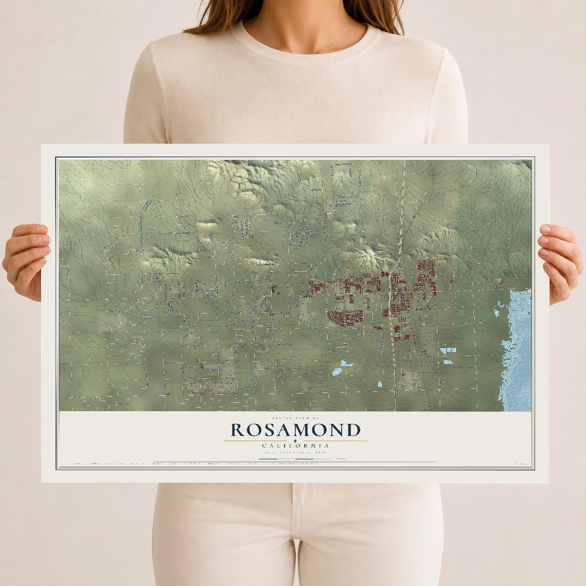 Map of Rosamond, California, 12 x 18 inch unframed archival matte print