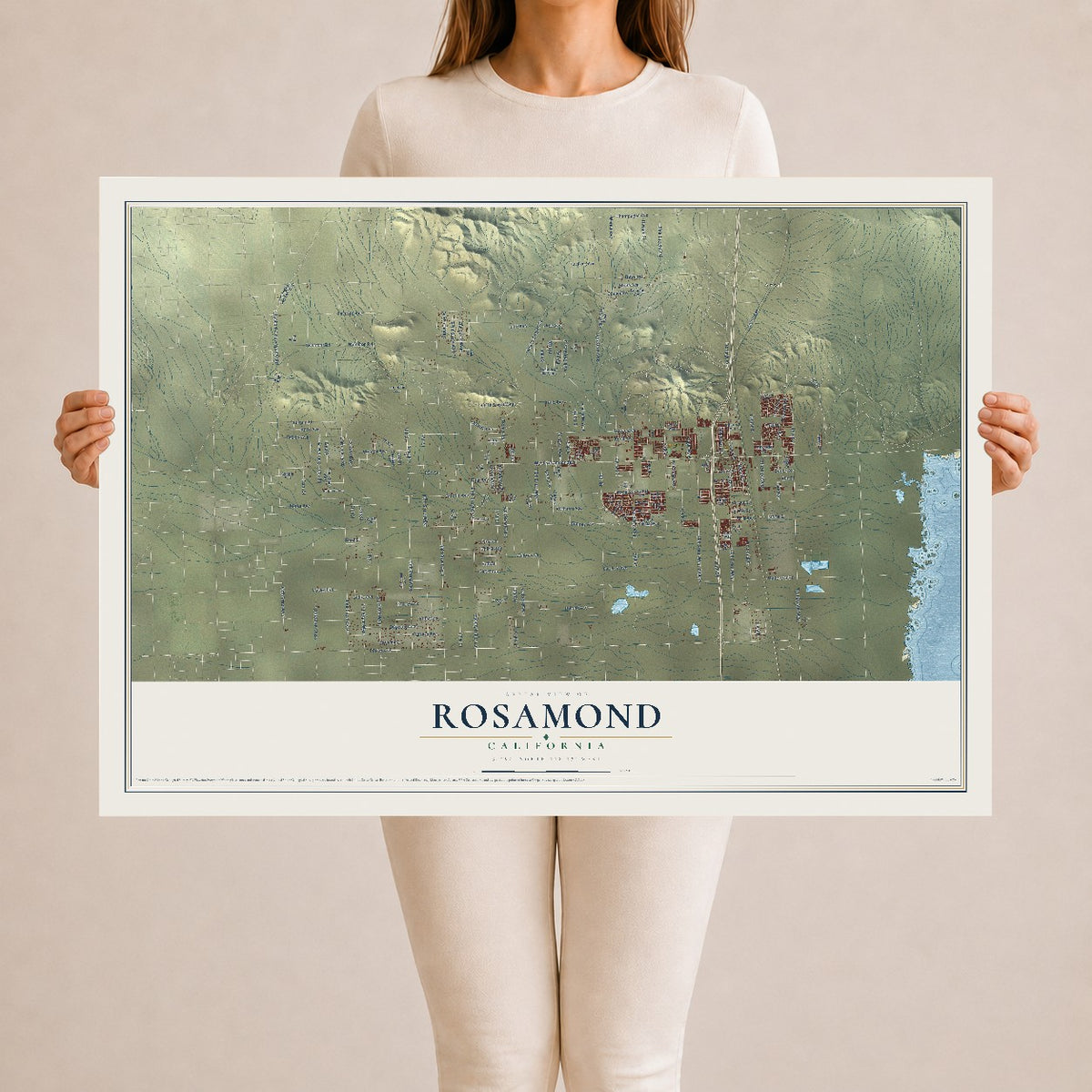 Map of Rosamond, California, 24 x 36 inch unframed archival matte print