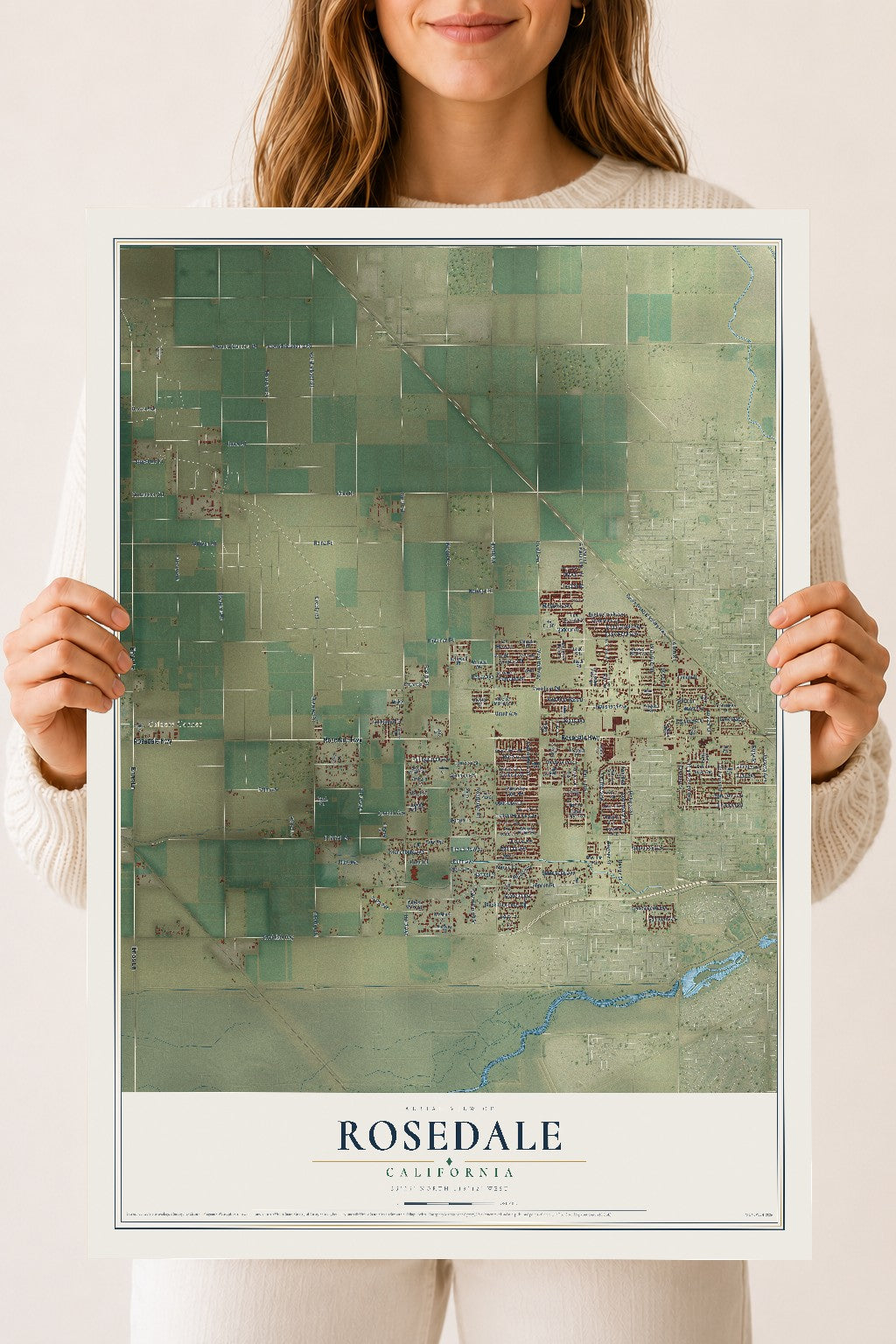 Map of Rosedale, California, 18 x 24 inch unframed archival matte print