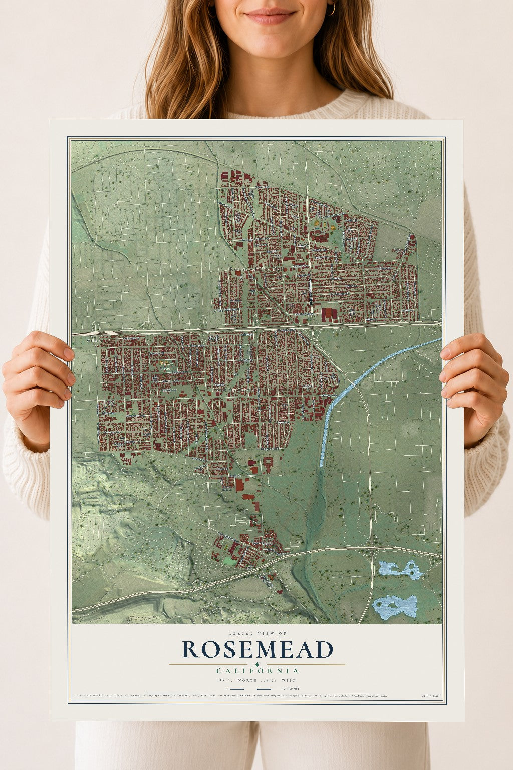Map of Rosemead, California, 18 x 24 inch unframed archival matte print
