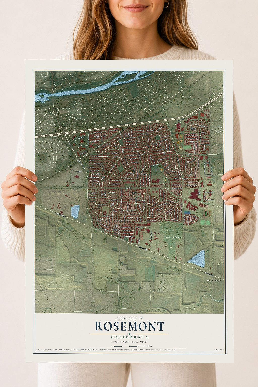 Map of Rosemont, California, 18 x 24 inch unframed archival matte print