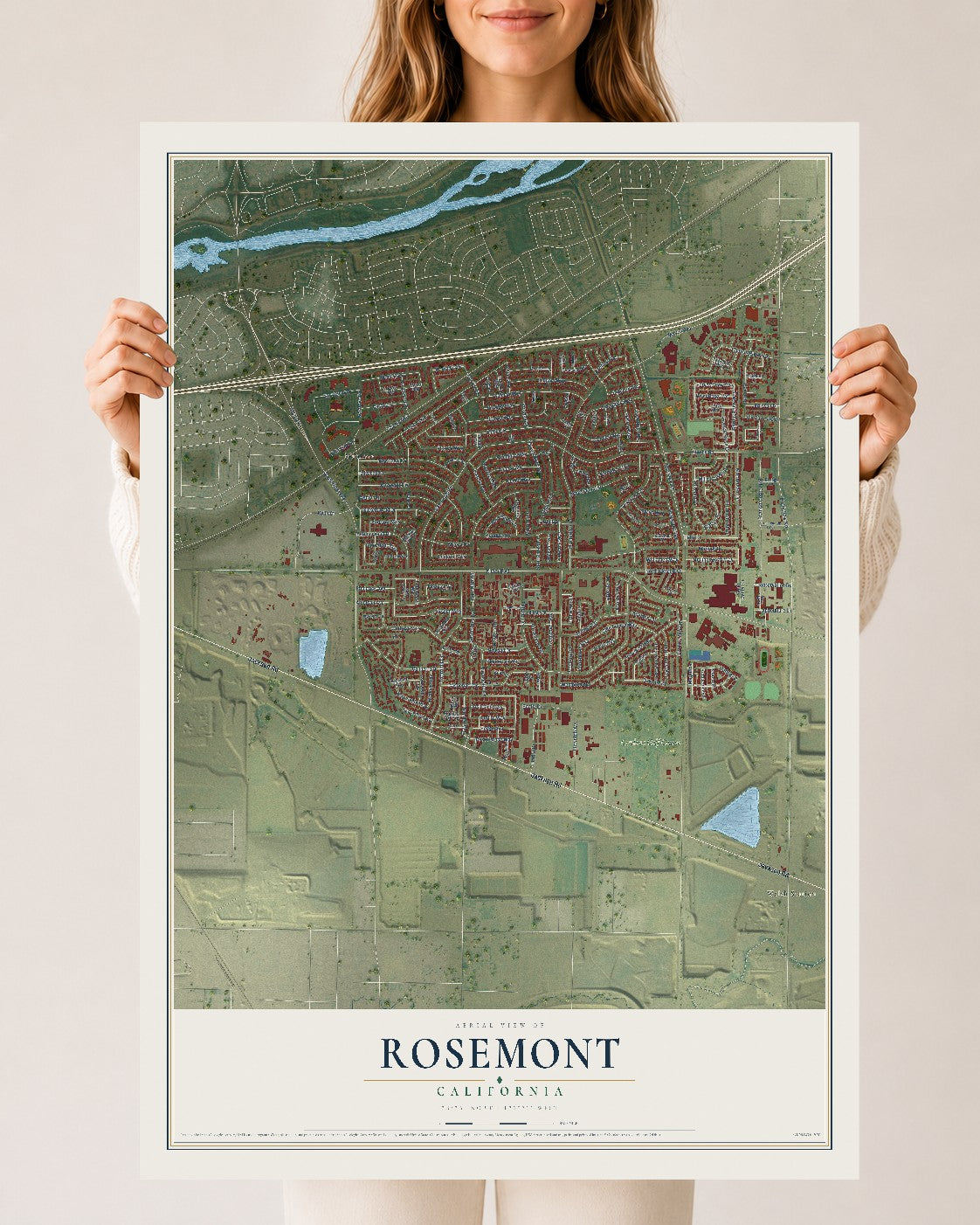 Map of Rosemont, California, 24 x 36 inch unframed archival matte print
