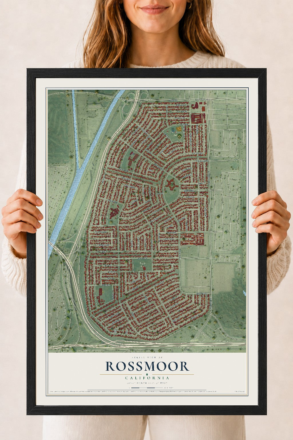 Map of Rossmoor, California, 18 x 24 inch print in a black wood frame