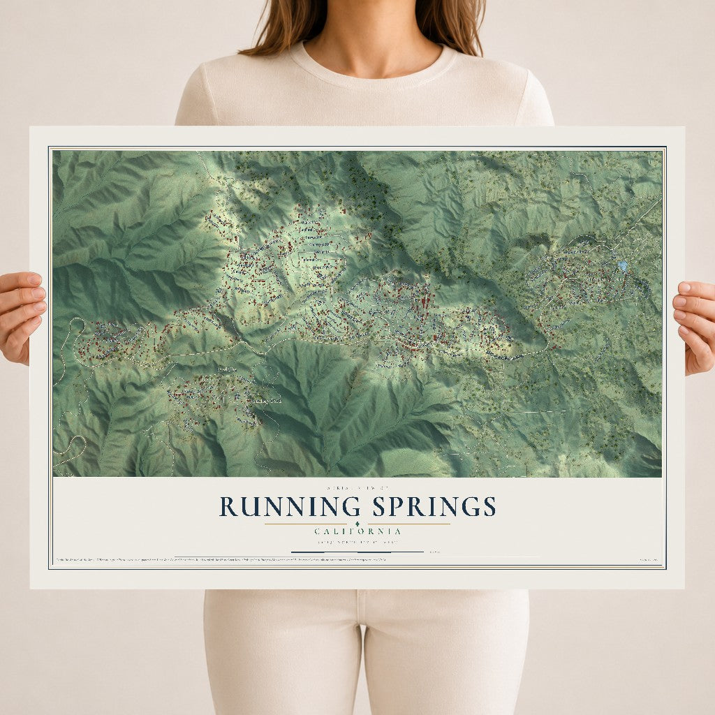 Map of Running Springs, California, 18 x 24 inch unframed archival matte print