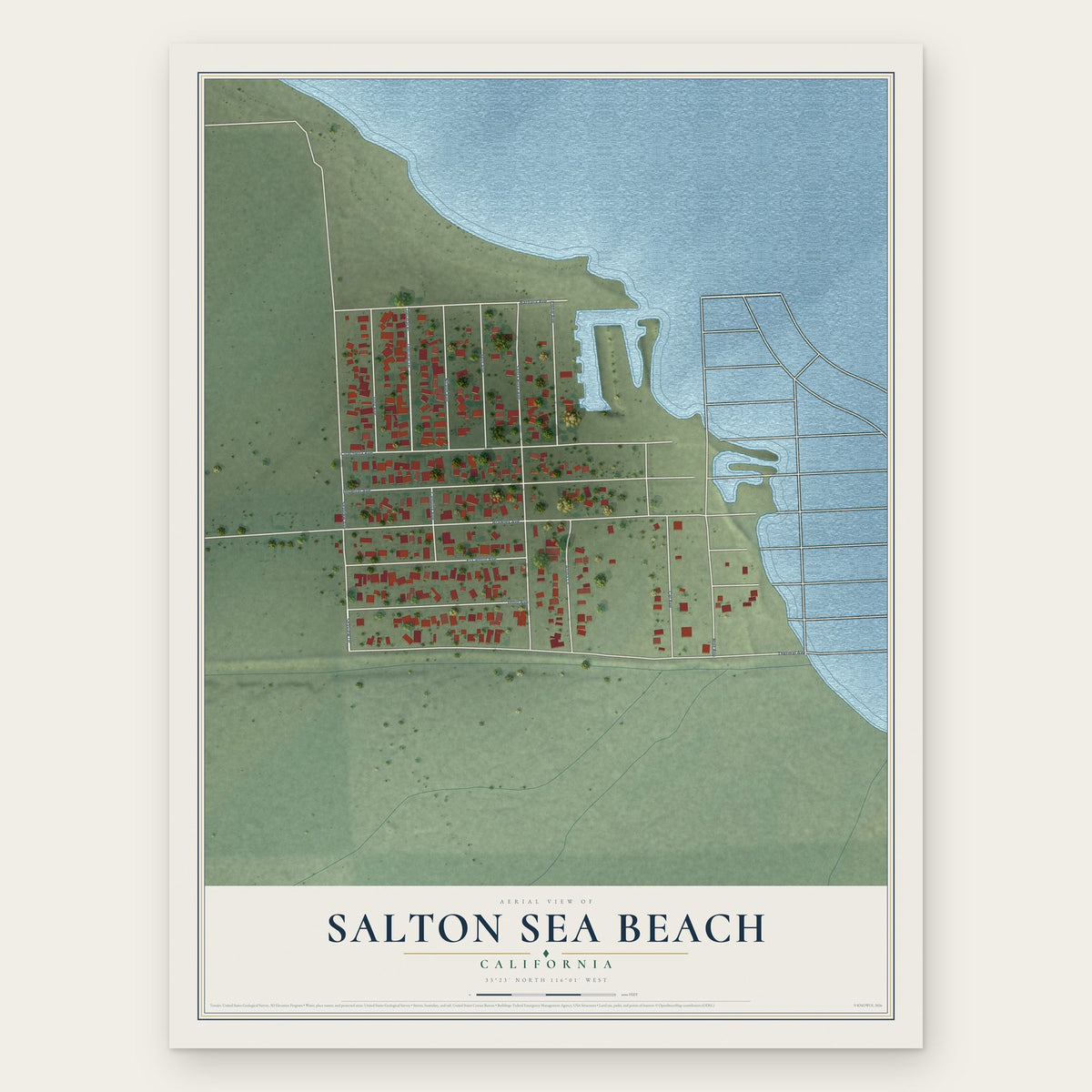 Salton Sea Beach, California map print, the full design