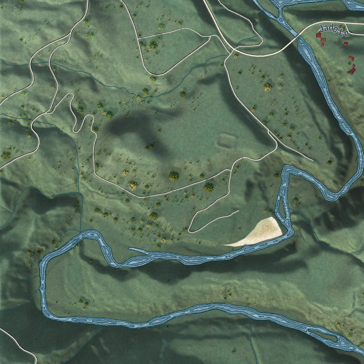 Close-up of the map of Salyer, California print showing street and building detail