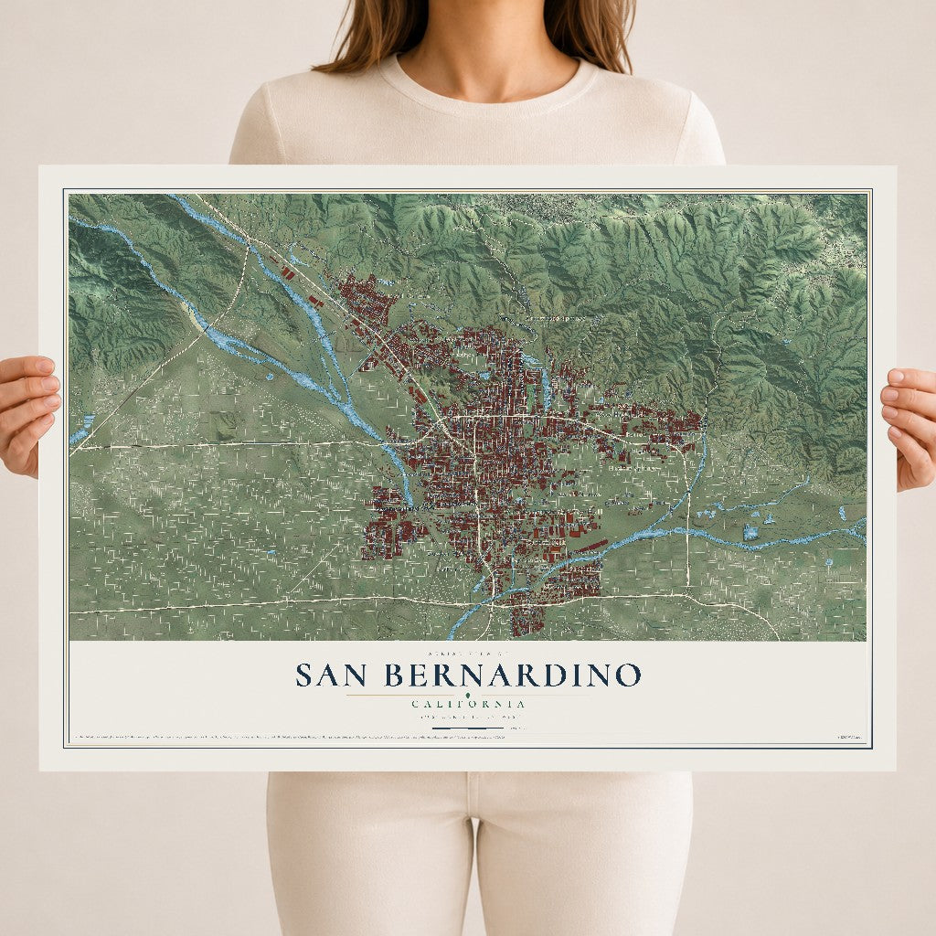 Map of San Bernardino, California, 18 x 24 inch unframed archival matte print