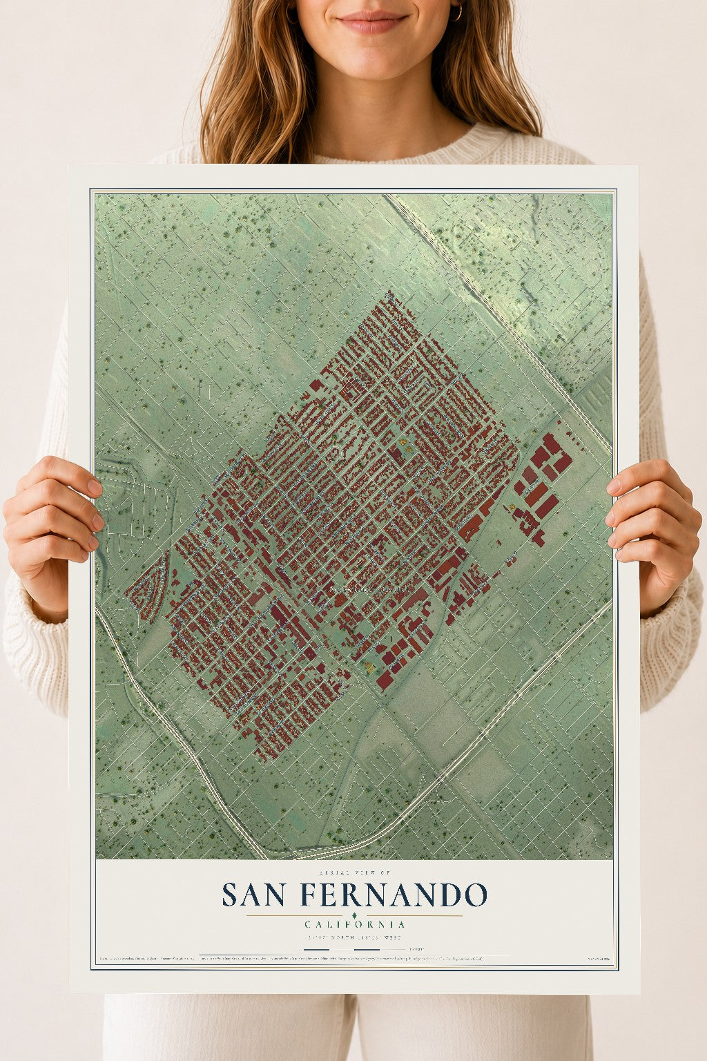 Map of San Fernando, California, 18 x 24 inch unframed archival matte print