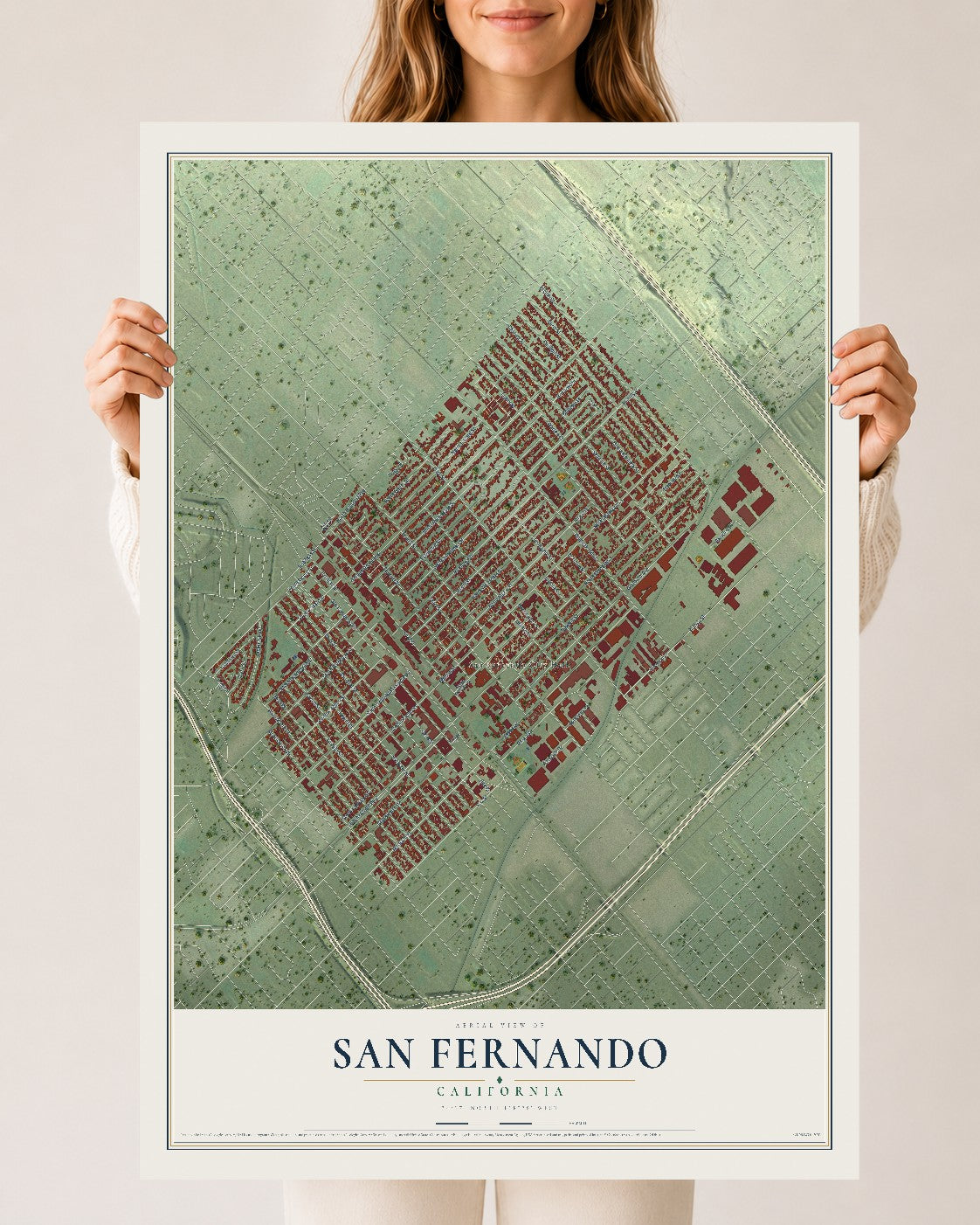 Map of San Fernando, California, 24 x 36 inch unframed archival matte print
