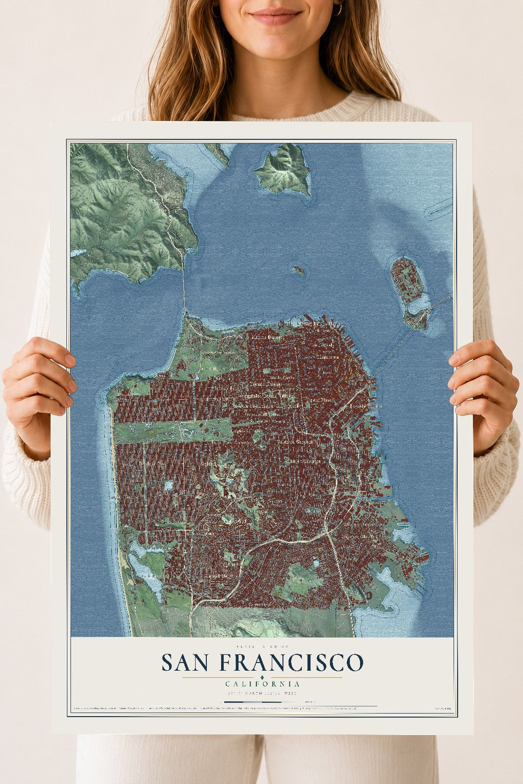 Map of San Francisco, California, 18 x 24 inch unframed archival matte print