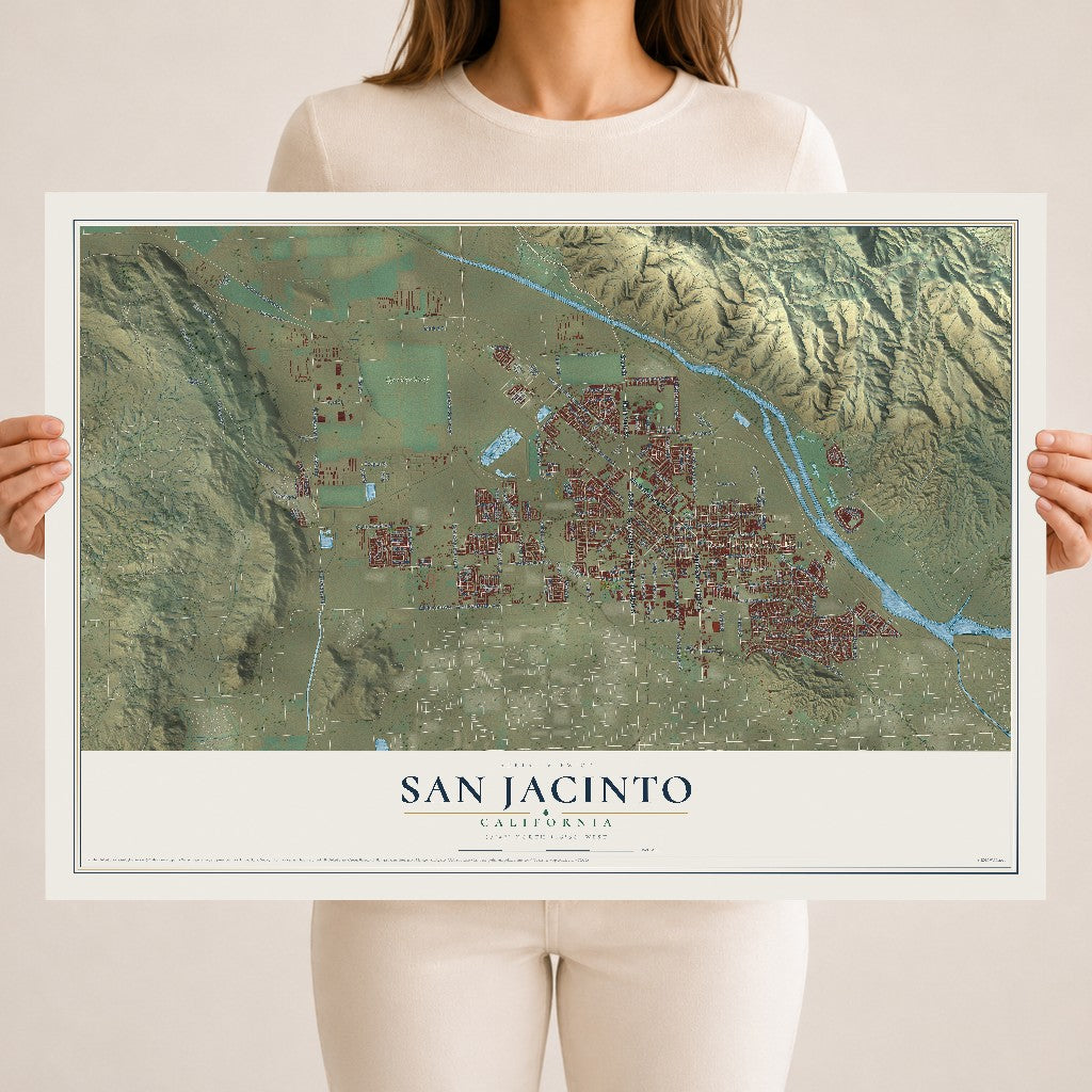 Map of San Jacinto, California, 18 x 24 inch unframed archival matte print