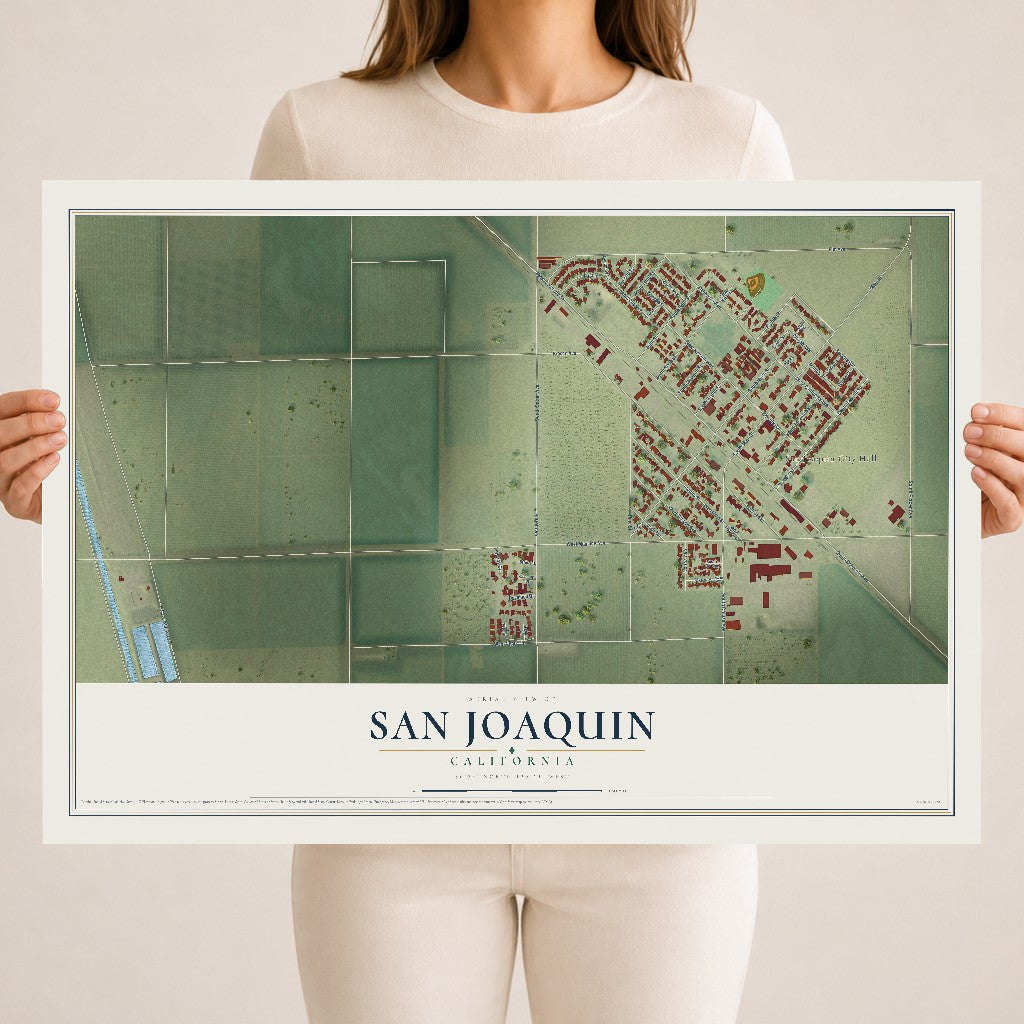 Map of San Joaquin, California, 18 x 24 inch unframed archival matte print