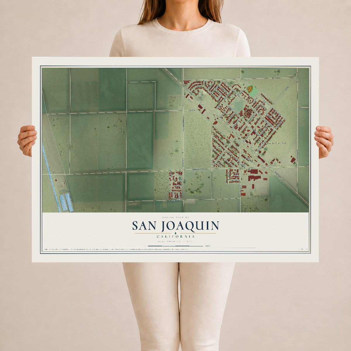 Map of San Joaquin, California, 24 x 36 inch unframed archival matte print