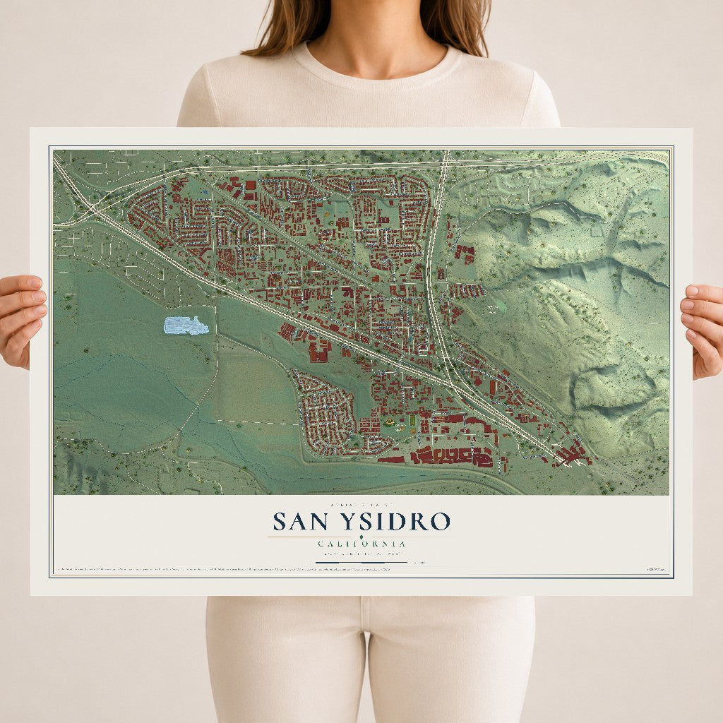Map of San Ysidro, California, 18 x 24 inch unframed archival matte print