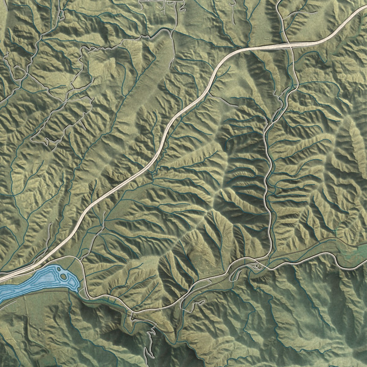 Close-up of the map of Santa Clarita, California print showing street and building detail