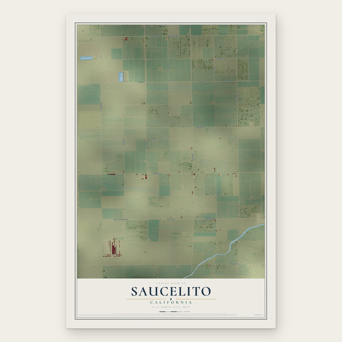 Saucelito, California map print, the full design
