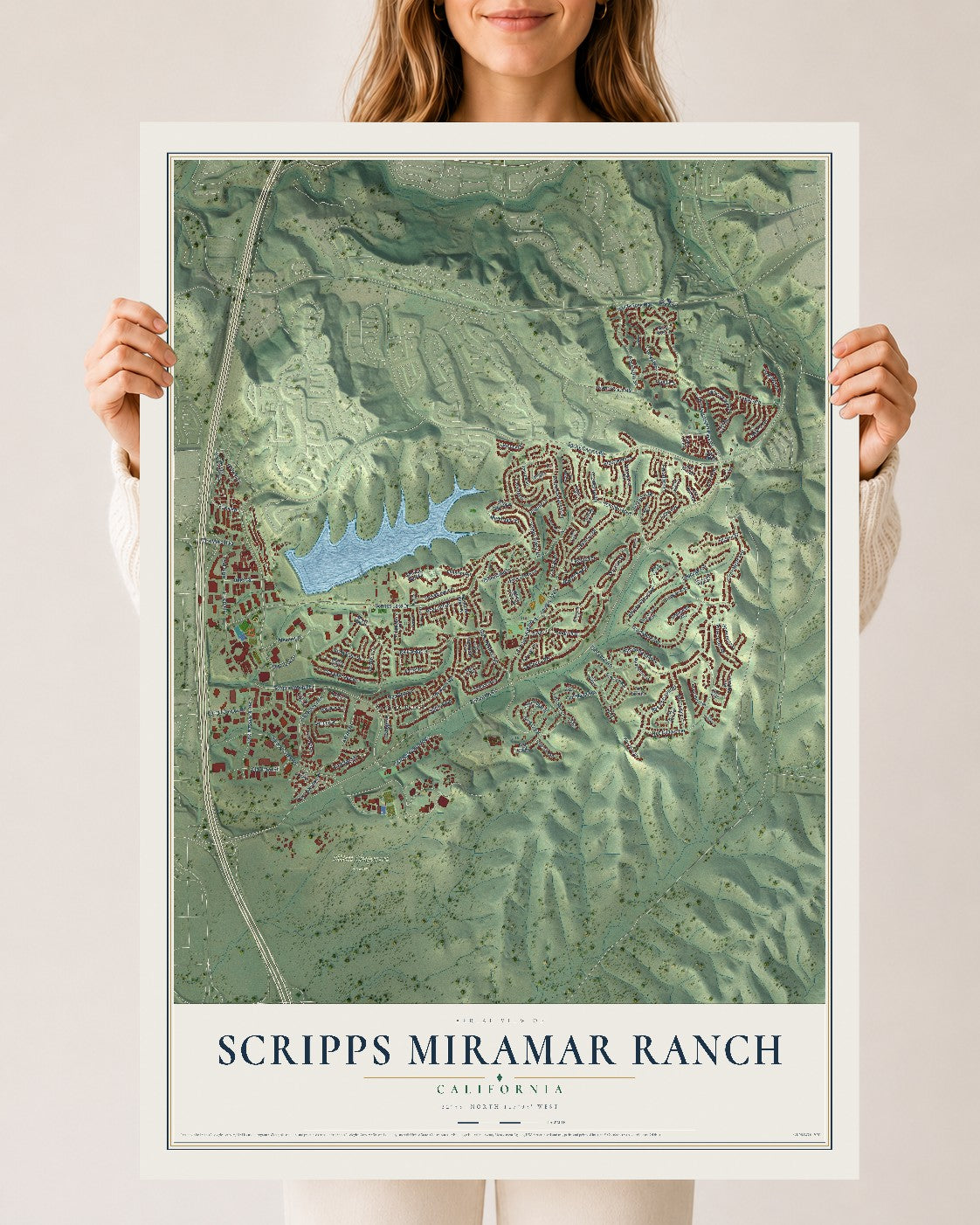 Map of Scripps Miramar Ranch, California, 24 x 36 inch unframed archival matte print