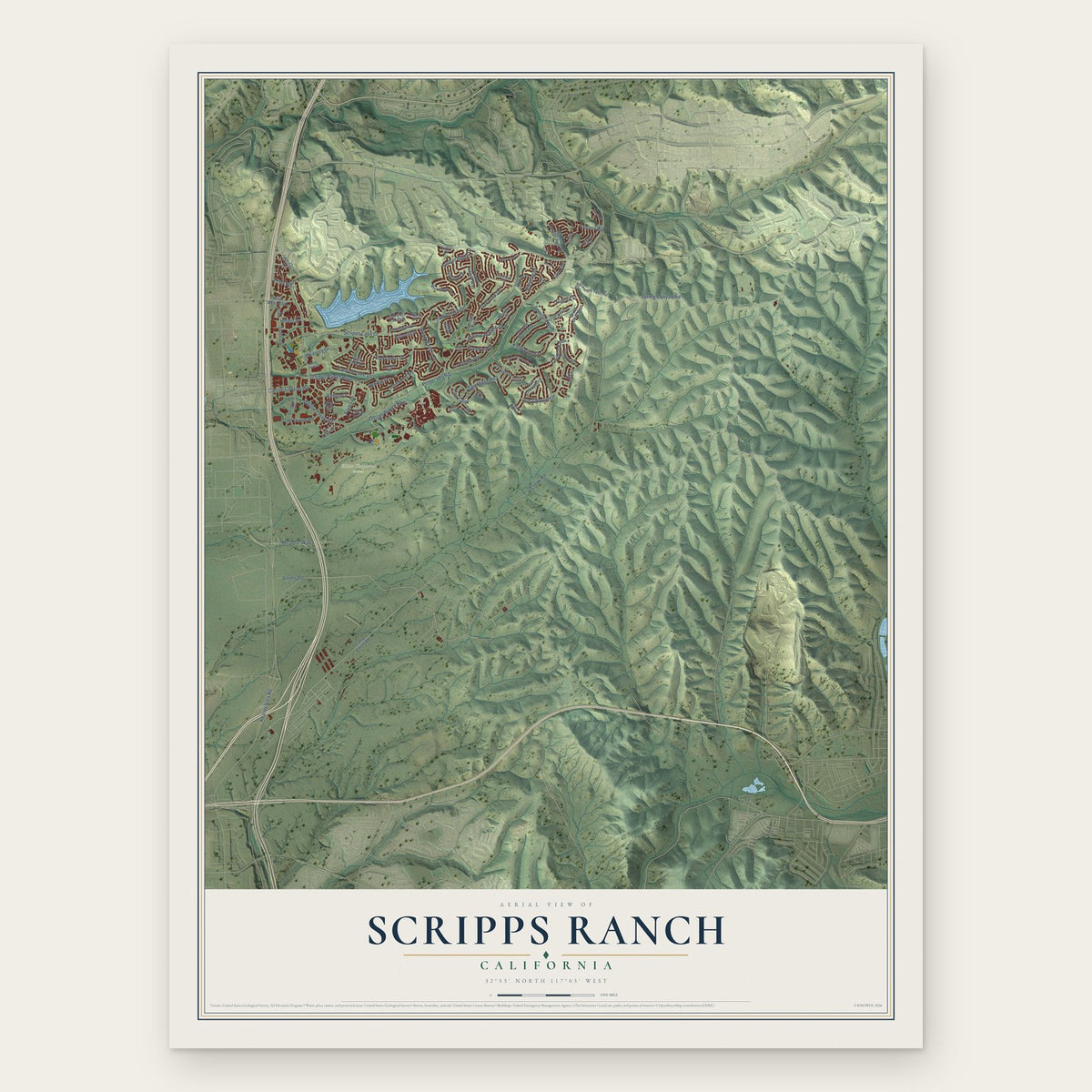 Scripps Ranch, California map print, the full design