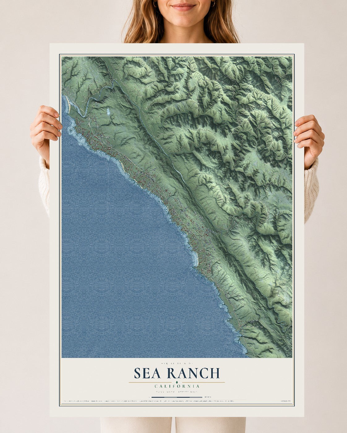 Map of Sea Ranch, California, 24 x 36 inch unframed archival matte print