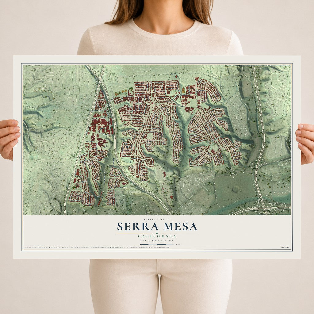 Map of Serra Mesa, California, 18 x 24 inch unframed archival matte print