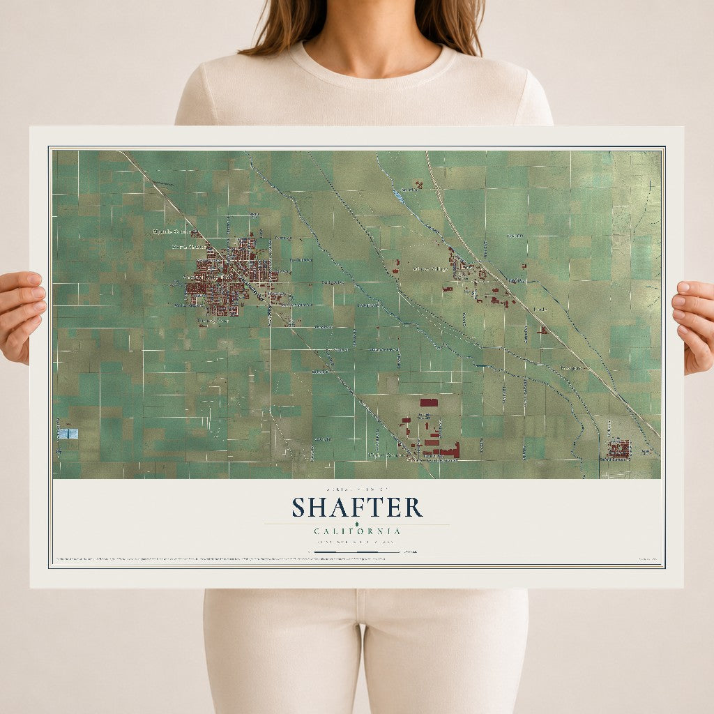 Map of Shafter, California, 18 x 24 inch unframed archival matte print