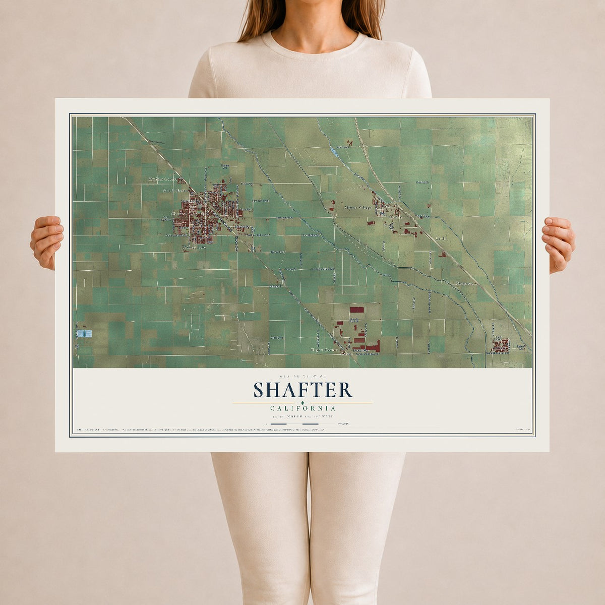 Map of Shafter, California, 24 x 36 inch unframed archival matte print