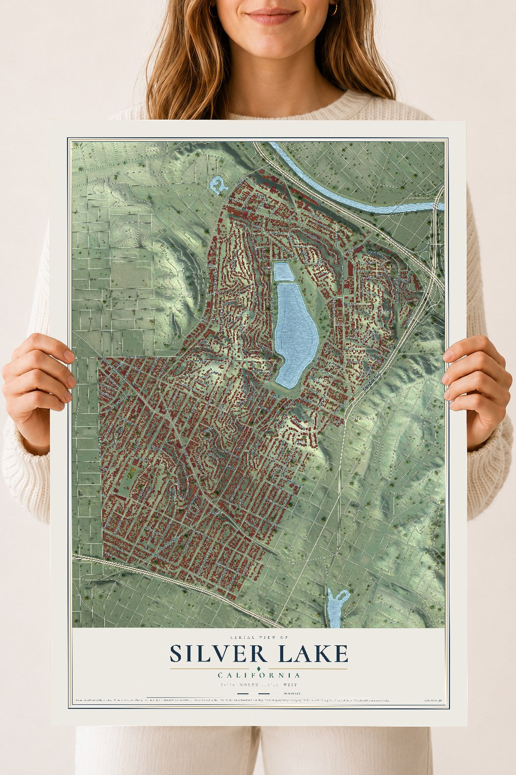 Map of Silver Lake, California, 18 x 24 inch unframed archival matte print