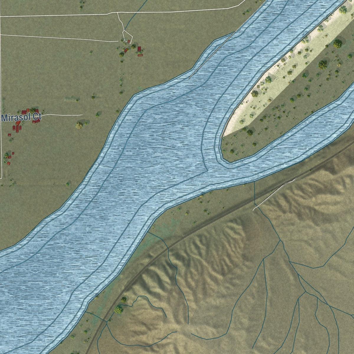 Second close-up of the map of Silver Lakes, California print showing more streets and buildings