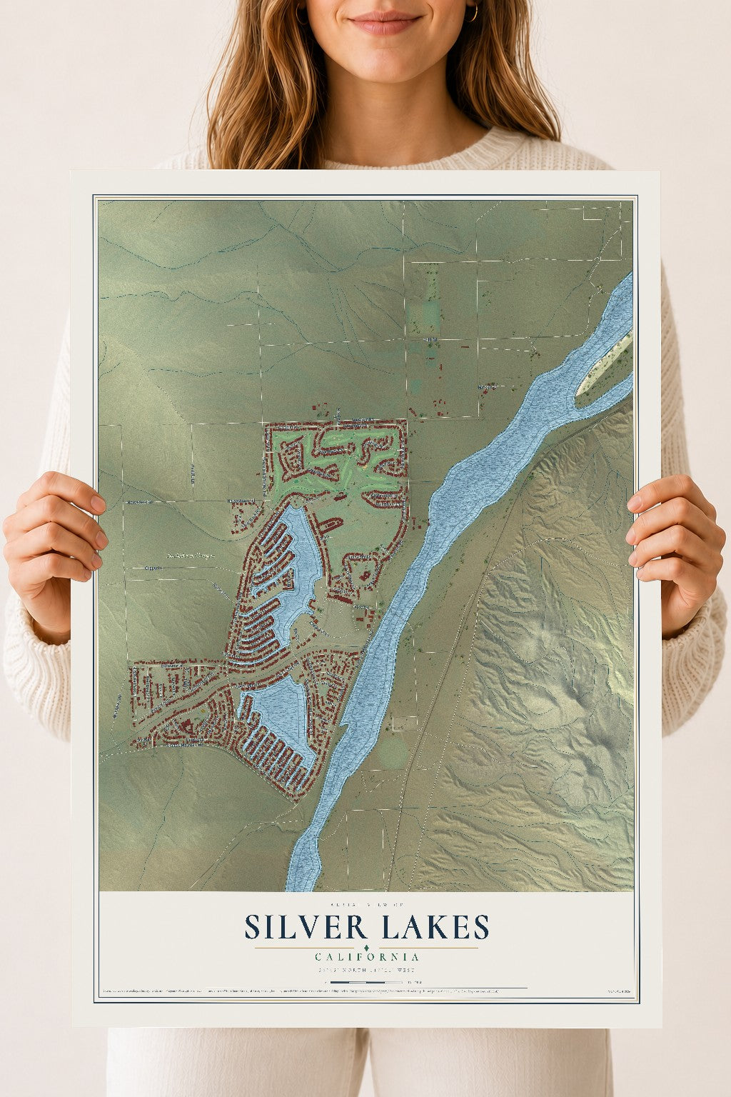 Map of Silver Lakes, California, 18 x 24 inch unframed archival matte print