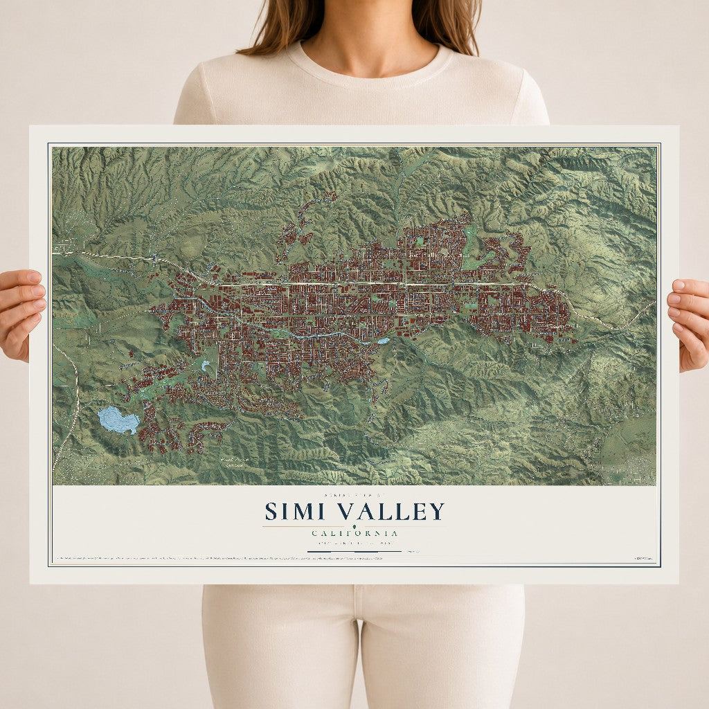 Map of Simi Valley, California, 18 x 24 inch unframed archival matte print