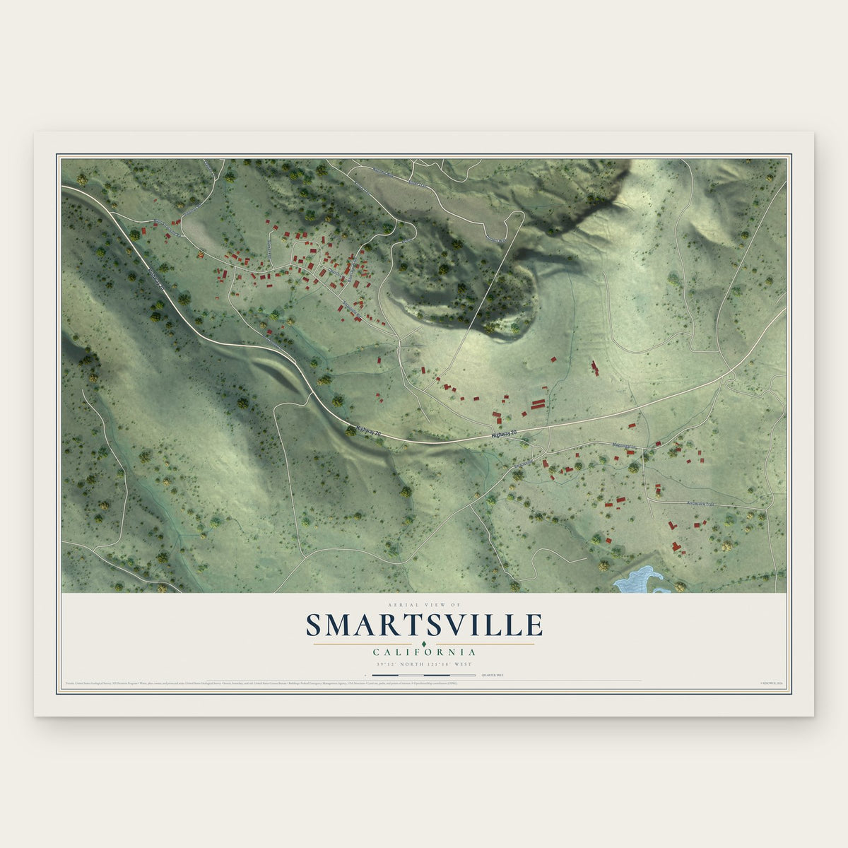 Smartsville, California map print, the full design