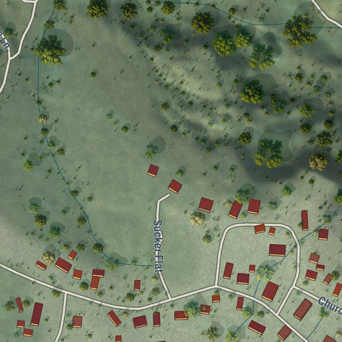 Close-up of the map of Smartsville, California print showing street and building detail