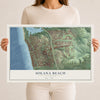 Map of Solana Beach, California, 12 x 18 inch unframed archival matte print