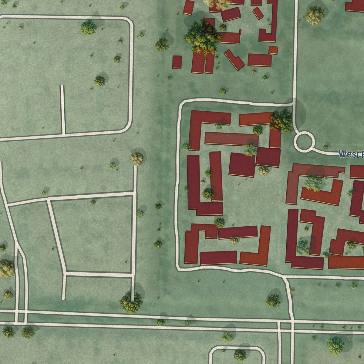 Close-up of the map of Sonoma State University, California print showing street and building detail