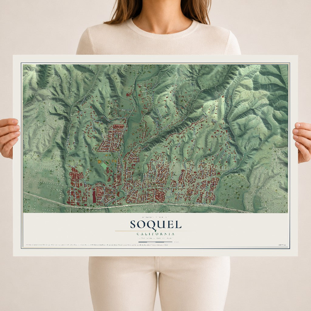 Map of Soquel, California, 18 x 24 inch unframed archival matte print
