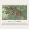 South San Gabriel, California map print, the full design