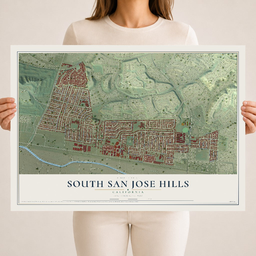 Map of South San Jose Hills, California, 18 x 24 inch unframed archival matte print