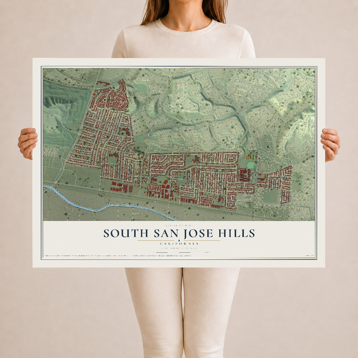 Map of South San Jose Hills, California, 24 x 36 inch unframed archival matte print