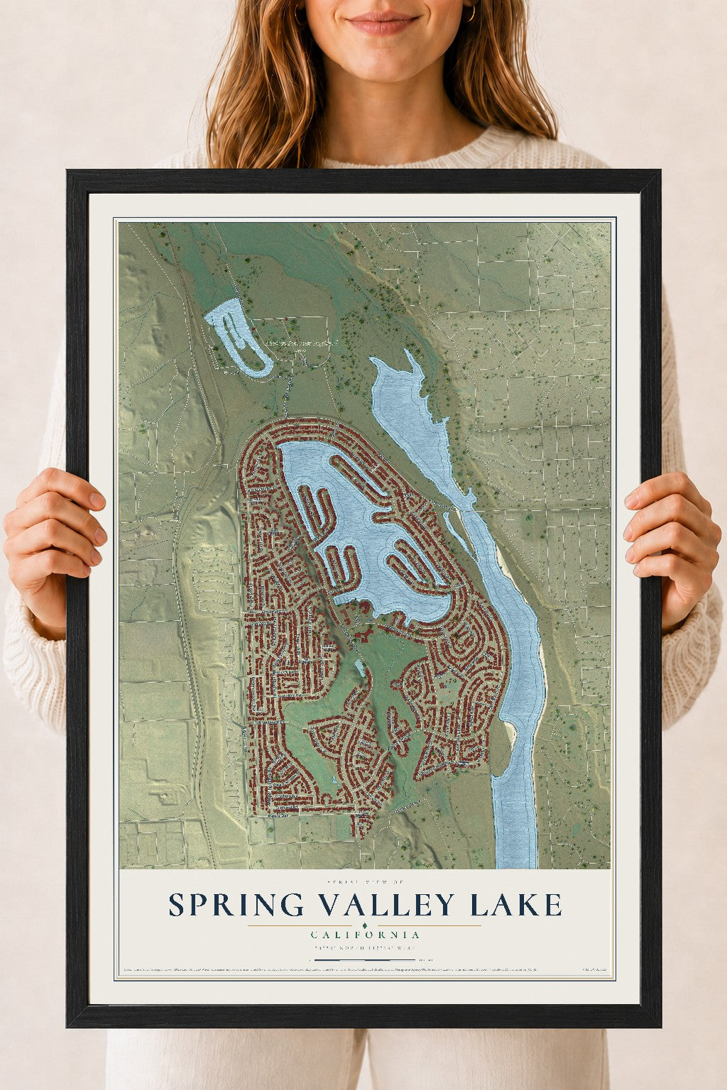 Map of Spring Valley Lake, California, 18 x 24 inch print in a black wood frame