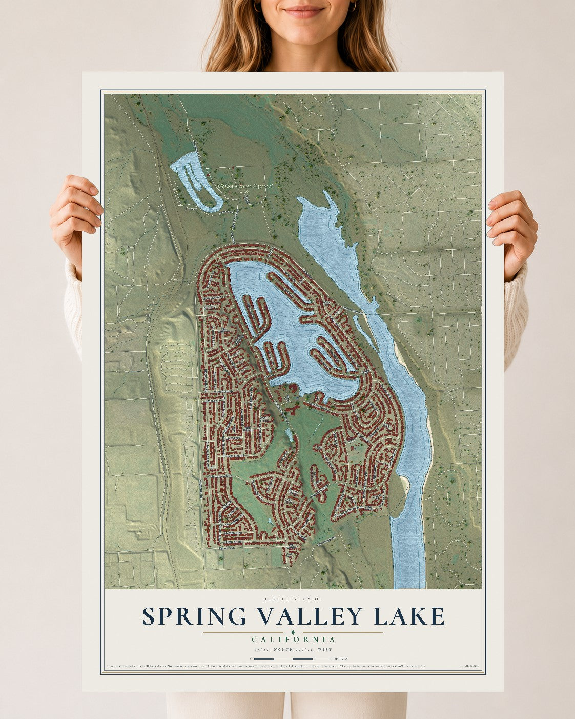 Map of Spring Valley Lake, California, 24 x 36 inch unframed archival matte print