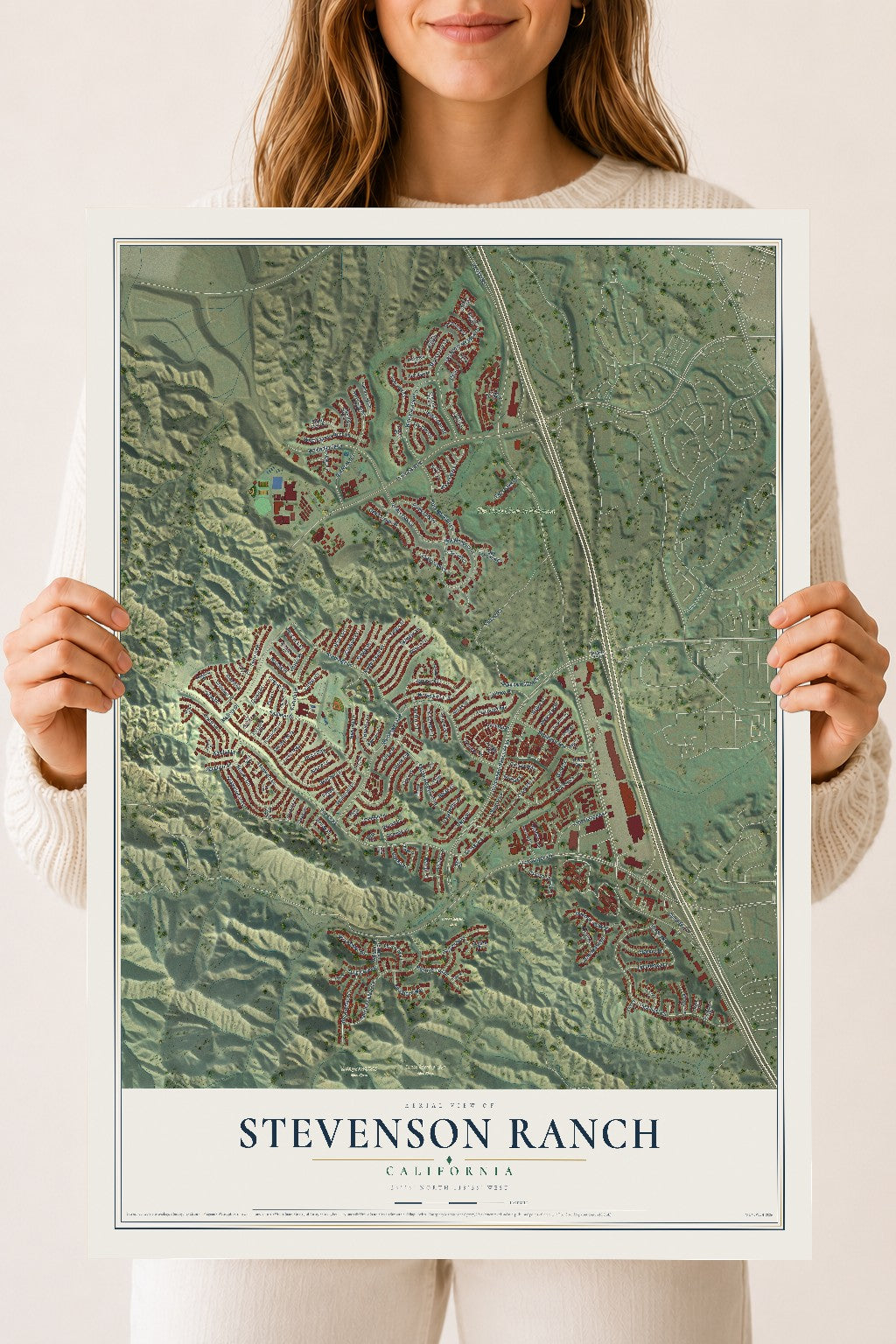 Map of Stevenson Ranch, California, 18 x 24 inch unframed archival matte print
