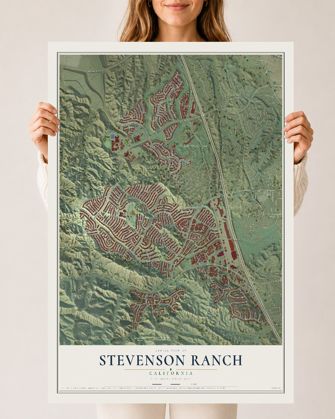 Map of Stevenson Ranch, California, 24 x 36 inch unframed archival matte print