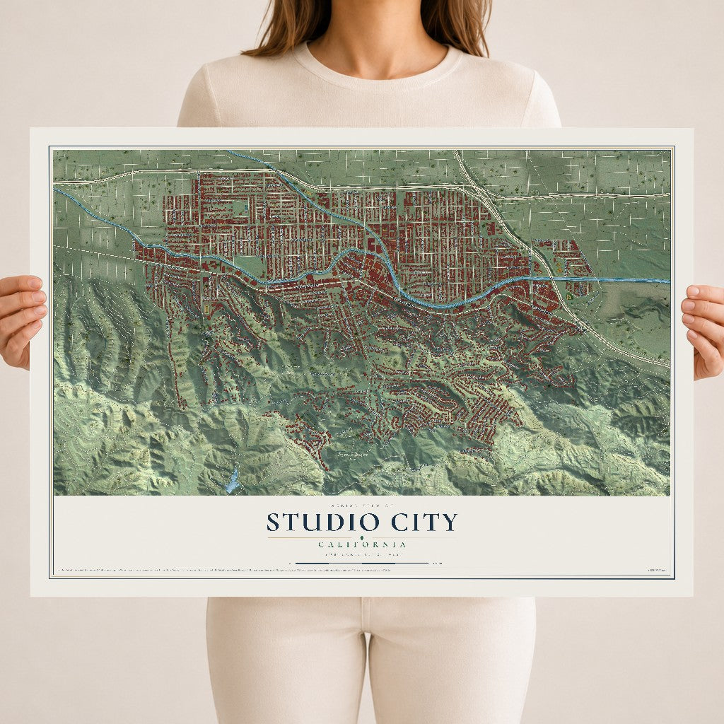 Map of Studio City, California, 18 x 24 inch unframed archival matte print